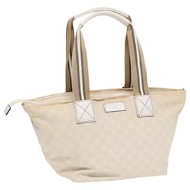 Gucci-GUCCI GG Supreme Tote Bag White Beige gold 131230 Auth ki4782-White,Beige,Golden