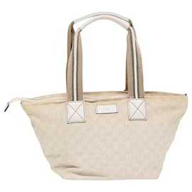Gucci-GUCCI GG Supreme Tote Bag White Beige gold 131230 Auth ki4782-White,Beige,Golden