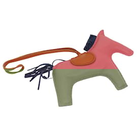 Hermès-HERMES Rodeo Charm Leather Pink Auth 84092-Pink