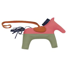 Hermès-HERMES Rodeo Charm Leather Pink Auth 84092-Pink