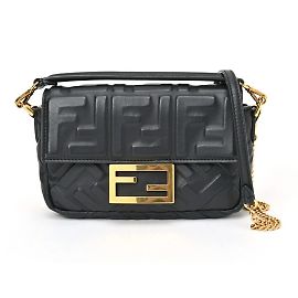 Fendi Baguette Black Leather Shoulder Bag Black