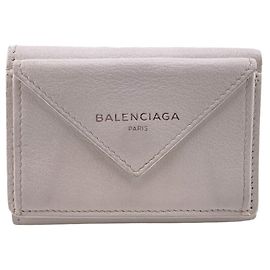 Cartera de cuero blanca de tres pliegues Balenciaga Blanco