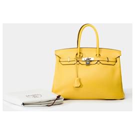 Hermès-Sac HERMES Birkin 35 en Cuir Jaune - 102081-Jaune