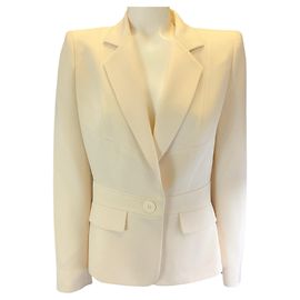 Ivory Ein-Knopf-Wollcrepe-Blazer von Alexander McQueen Roh