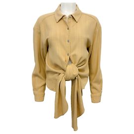 Rosie Assoulin Wheat Tie Front Blouse Golden