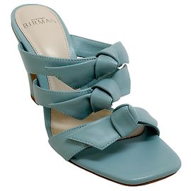 Alexandre Birman Skyway Blue Leather Lolita Square 90 Sandals Blue