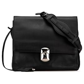 Balenciaga-Black Balenciaga Leather Padlock All Day Crossbody-Black
