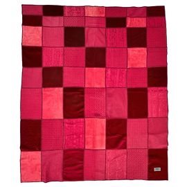 Fendi Patchwork Decke rot Wildleder Seide und Wolle Rot Bordeaux