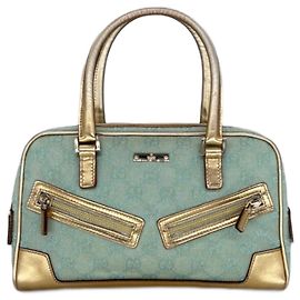 Bolso de mano Gucci Bowling Turquesa de algodón Turquesa