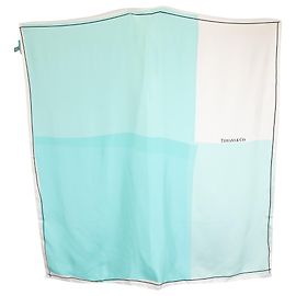 Cachecol de seda turquesa com padrão colorblock da Tiffany & Co Outro
