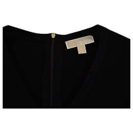 Michael Kors-Michael Kors Ribbed Ruffle-Cuff Dress in Black Viscose-Black