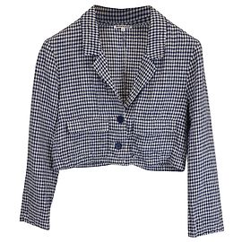 Blazer corto de lino azul Elton Gingham de Reformation Otro