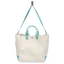 Tiffany & Co Borsa a spalla in tela e pelle per donne Tiffany Altro Bianco sporco