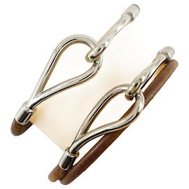 Hermès Pulseira de charme de couro marrom Hermes Marrom