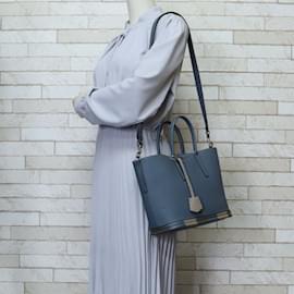 Fendi-Fendi Selleria Blue Leather Shoulder Bag-Blue
