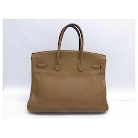 Hermès-HERMES BIRKIN 35 HAND BAG IN KHAKI BROWN GRAINED LEATHER & SILVER 2007-Brown