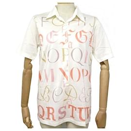 Hermès-NINE HERMES ALPHABET TSHIRT M 40 WHITE COTTON POLO NEW-White