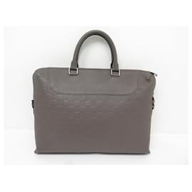Louis Vuitton-LOUIS VUITTON DOCUMENT CASE JOUR INFINITE DAMIER LEATHER SHOULDER BAG-Taupe