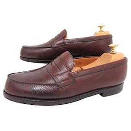 JM Weston-JM WESTON 180 GRAINED LEATHER LOAFERS 7.5D 41.5 SHOE TREES-Brown