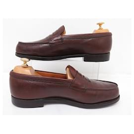 JM Weston-JM WESTON 180 GRAINED LEATHER LOAFERS 7.5D 41.5 SHOE TREES-Brown