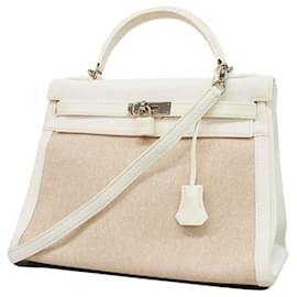 Hermès-Hermes Kelly 32 Handbag in White-White
