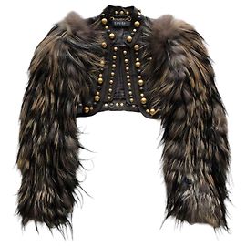 Gucci x Tom Ford Brown Leather Stud Crop Jacket Brown