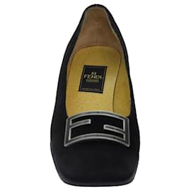 Fendi-FENDI Pumps 36 1/2 pumps Suede Leather Black Silver Auth ti1921-Black,Silvery