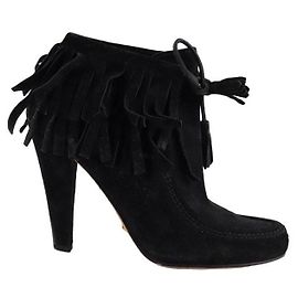 Gucci Wildleder Schnürstiefel Schwarz