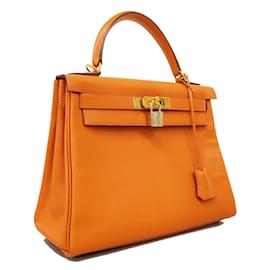 Hermès-Hermes Kelly 28 Handbag in Potiron-Orange