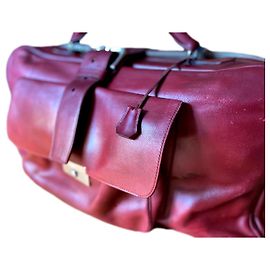 Maletín Hermès de cuero rojo oscuro Burdeos