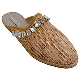 Casadei Toffee Rattan Capalbio Kristall-Slides Beige