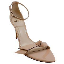 Alexandre Birman Nude Patent Leather Clarita Double 85 Sandals Beige