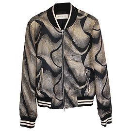 Giacca bomber in jacquard con dettagli metallici Dries Van Noten in viscosa nera e dorata D'oro Metallico