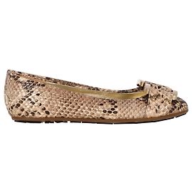 Sapatilhas de balé em couro marrom com estampado de pele de cobra Jimmy Choo Morse Outro Impressão em python