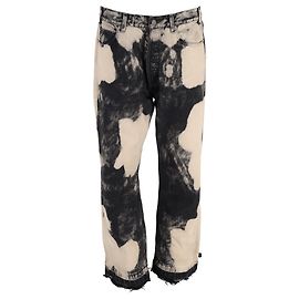 Céline Celine Wesley Straight-Leg Distressed Bleached Jeans in Black Cotton Other