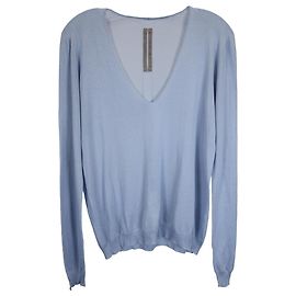 Rick Owens V-Ausschnitt Pullover aus hellblauem Kaschmir Blau Hellblau