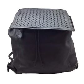 Bottega Veneta Intrecciato Leather Backpack Black