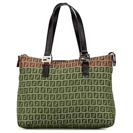Fendi-Fendi Brown Zucchino Canvas Tote-Brown,Light brown