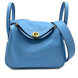 Hermès Bolsa Hermes Lindy Swift Blue Azotic B Stamp 2023 Azul claro