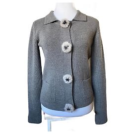 Dior Wool Vest with Mink Fur Buttons Grey Grey