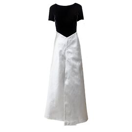 Vestido de veludo e seda Gianfranco Ferré Multicor