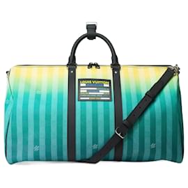 Louis Vuitton-LOUIS VUITTON Keepall Bag in Turquoise Canvas - 102090-Turquoise
