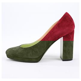 Christian Louboutin-Christian Louboutin Suede Pumps 37 Burgundy-Dark red