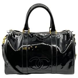 Chanel-Chanel Vintage Black Patent Timeless Boston Bag-Black