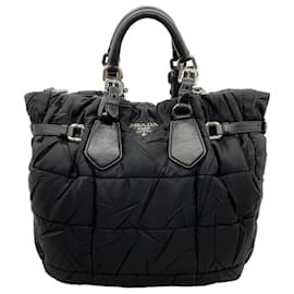 Prada-Prada Black Tessuto Micro Fabric Quilted Tote-Black