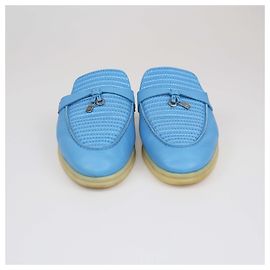 Loro Piana Blue Summer Charms Slipper Blau
