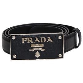 Cinto com fivela de logo Saffiano preto da Prada Preto