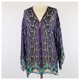 Blusa de estampado de serpiente multicolor Roberto Cavalli Multicolor