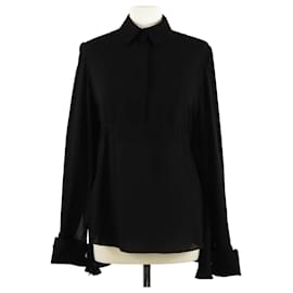 Alexander Mcqueen-Alexander McQueen Black Collar Long Sleeve Shirt-Black