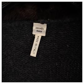 Hermès-Hermès Detachable Fur Cardigan in Grey Wool-Grey